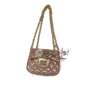 PINK FLORAL SHINNY QUILTED PURSE